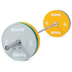 Olympijská činka TRINFIT 80 kg Bumper farebná