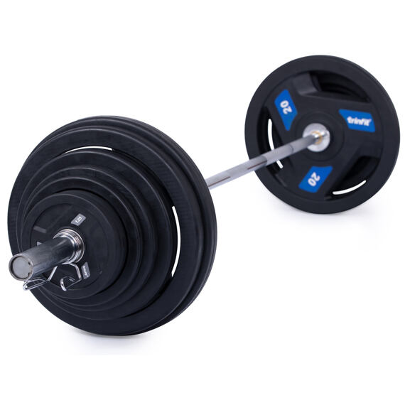 Olympijská činka TRINFIT 130 kg TRI-GRIP pogumovaná